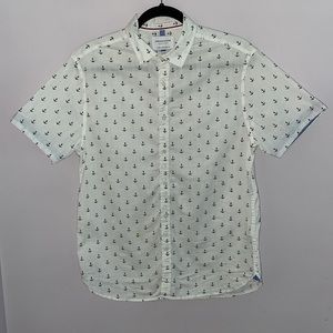 Denim & Flower 'Anchor' Short Sleeve Button Down (Medium)